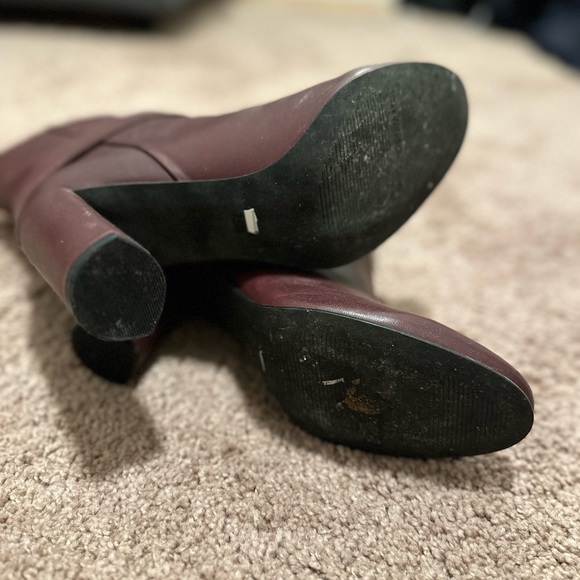 BURGUNDY LEATHER BOOTS THE WISHBONE  7.5 - Picture 5 of 6
